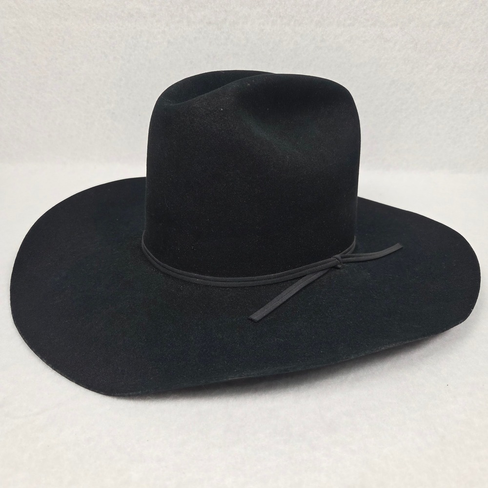 Vtg 1970's Resistol Ridgetop Cowboy Hat 6 7/8 Mens 4X Black Sheepskin Western